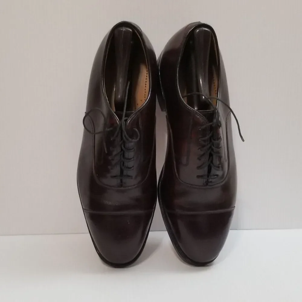 Johnston & Murphy MELTON Burgundy Cap Toe Calfskin Oxford Shoe Size 7.5 USA Made